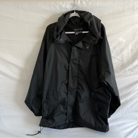 Geoffrey Beene Full Zip Snap Up Hooded Lightweight Windbreaker Black Size Medium - Picture 1 of 16